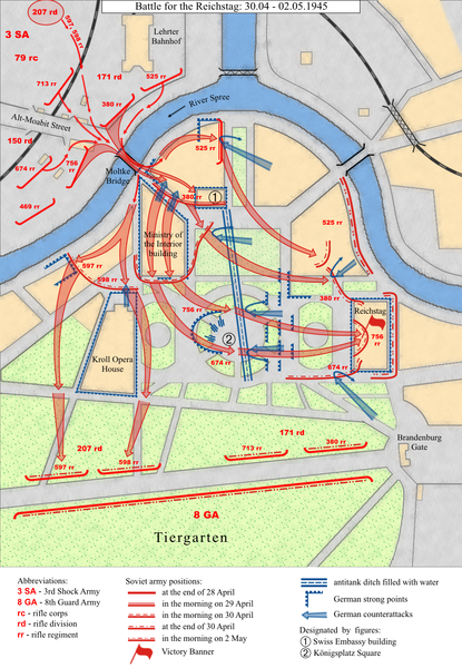 Map of Battle for the Reichstag (Battle in Berlin Map).