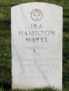 The tombstone of Ira Hayes at Arlington National Cemetery.