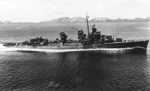 USS Charles Ausburne (DD-570) in the Solomon Islands, c. 1943