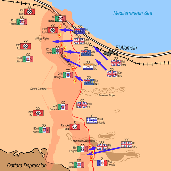 Second Battle of El Alamein, The Allied Forces attack: 10pm- October 23rd, 1942