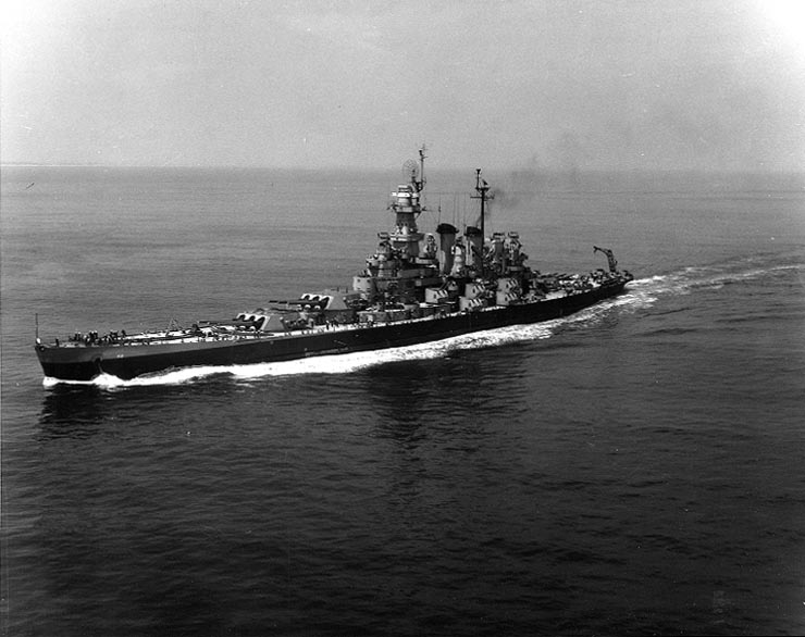 USS North Carolina (BB-55) at sea off New York City, 3 June 1946. Photographed from a Naval Air Station, New York, aircraft. Date3 June 1946