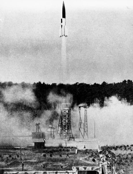 A V-2 launched from a fixed site in summer 1943