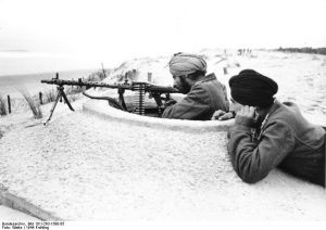 Troops of the Indische Legion guarding the Atlantic Wall in France in March 1944